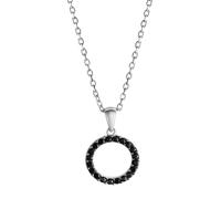 Kette mit Anhänger CELESTA "Silber 925 rhodiniert 42+3cm lang mit schwarzen Zirkonia-Steinen", silber (silbergrau), Halsketten, Damen, 42+3cm, Silber 925 (Sterlingsilber), L: 45 B: 10mm, glänzend, B:1