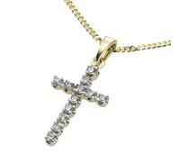 Kette mit Anhänger DIAMONDS BY ELLEN K. "Gold 585 Kreuz mit 12x Diamant zus. 0,12ct.", gelb, Halsketten, Damen, 42/45cm, 0,12, Gold, L: 45 B: 10mm, glänzend, B:10mm (601322-0) gelb