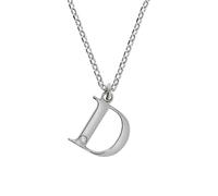 Kette mit Anhänger DIAMONDS BY ELLEN K. "Silber 925 mit 1x Diamant 0,008ct. Buchstabe D", weiß, Halsketten, Damen, 45+3cm, 0,01, Silber 925 (Sterlingsilber), L: 48 B: 12mm, glänzend, B:12mm (37111746-