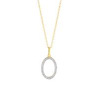 Kette mit Anhänger DIAMONDS BY ELLEN K. "Silber 925 vergoldet mit 40x Diamant zus. 0,11ct.", gelb, Halsketten, Damen, 45cm, 0,11, Silber 925 (Sterlingsilber), L: 45 B: 12mm, glänzend, B:12mm (46512004