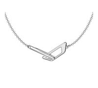 Kette mit Anhänger DIESEL "D Logo", silber (edelstahlfarben), Halsketten, Damen, Edelstahl, L: 45 B: 2mm, B:2mm (51836111-0) edelstahlfarben