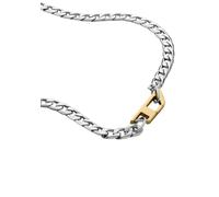 Kette mit Anhänger DIESEL "Schmuck Edelstahl Halsschmuck Panzerkette STEEL", gold (edelstahlfarben, gelbgoldfarben), Halsketten, Damen, Edelstahl, L: 61 B: 7,5mm, Edelstahlkette, B:7,5mm (69602853-0)