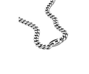 Kette mit Anhänger DIESEL "Schmuck Edelstahl Halsschmuck Panzerkette STEEL", silber (edelstahlfarben), Halsketten, Damen, Edelstahl, L: 50 B: 12mm, B:12mm (86209956-0) edelstahlfarben