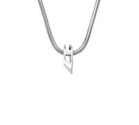 Kette mit Anhänger DIESEL "Schmuck Geschenk Edelstahl D LOGO", silber (edelstahlfarben), Halsketten, Damen, Edelstahl, L: 50 B: 3mm, B:3mm (98974057-0) edelstahlfarben