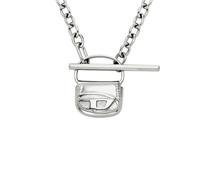 Kette mit Anhänger DIESEL "Schmuck Geschenk Edelstahl", silber (edelstahlfarben), Halsketten, Damen, Edelstahl, L: 45 B: 4mm, B:4mm (55422664-0) edelstahlfarben