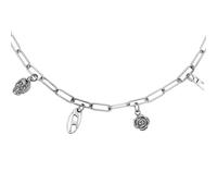 Kette mit Anhänger DIESEL "Schmuck Geschenk Edelstahl Totenkopf Rose", silber (edelstahlfarben), Halsketten, Damen, Edelstahl, L: 45 B: 4mm, B:4mm (44763254-0) edelstahlfarben