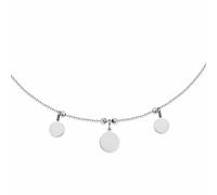 Kette mit Anhänger DKENIZ "925 Silber rhodiniert Plättchen 42+3cm lang", weiß, Halsketten, Damen, 42cm + 3cm, Silber 925 (Sterlingsilber), L: 45 B: 9,9mm, glänzend, Silberkette Ketten mit Anhänger, B: