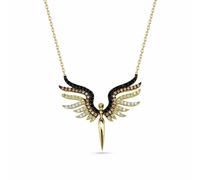 Kette mit Anhänger DKENIZ "925/- Sterling Silber vergoldet Engel-Kette", gelb, Halsketten, Damen, 42cm + 3cm, Silber 925 (Sterlingsilber), L: 45cm B: 29.5mm, glänzend, Ketten mit Anhänger, B:29.5mm (5