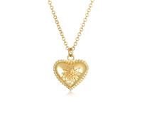 Kette mit Anhänger ELLI "Elli Halskette Edelweiss Herz Dirndl Look 925 Silber", gold, Halsketten, Damen, 42, ohne Stein, Silber 925 (Sterlingsilber), L: 42, Kette mit Anhänger (62955805-0)