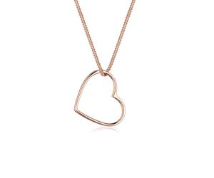 Kette mit Anhänger ELLI "Halskette Herz Anhänger Liebe Cut Out 925 Silber" Gr. 45, rosa (rosegold), Halsketten, Damen, 45, ohne Stein, Silber 925 (Sterlingsilber) (18696941-45) rosegold