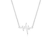 Kette mit Anhänger ELLI "Halskette Herzschlag Anhänger Liebe 925 Silber" Gr. 45, silber, Halsketten, Damen, ohne Stein, Silber 925 (Sterlingsilber) (26499132-45) silber