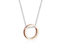 Kette mit Anhänger ELLI "Halskette mit Anhänger Kreis 925 Sterling Silber Rosegold", silber, Halsketten, Damen, 45, ohne Stein, Silber 925 (Sterlingsilber), L: 45 (581454-0) silber