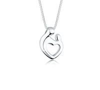 Kette mit Anhänger ELLI "Halskette Mutter & Kind Herz Schmuck Geschenk 925 Silber" Gr. 55, silber, Halsketten, Damen, 55, ohne Stein, Silber 925 (Sterlingsilber) (20117737-55) silber