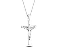 Kette mit Anhänger ELLI "mit Anhänger Kreuz Jesus Kruzifix Schmuck Geschenk 925 Silber", silber, Halsketten, Damen, 45, ohne Stein, Silber 925 (Sterlingsilber), L: 45 (635901-0) silber