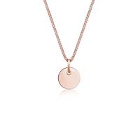 Kette mit Anhänger ELLI "Panzerkette mit Kreis Rund Plättchen 925 Silber" Gr. 45, rosa (rosegold), Halsketten, Damen, 45, ohne Stein, Silber 925 (Sterlingsilber), L: 45 (79517655-45) rosegold