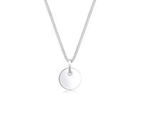 Kette mit Anhänger ELLI "Panzerkette mit Kreis Rund Plättchen 925 Silber" Gr. 50, silber, Halsketten, Damen, 50, ohne Stein, Silber 925 (Sterlingsilber), L: 45 (21408933-50) silber