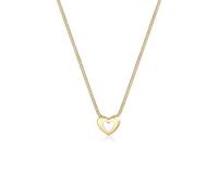 Elli PREMIUM, Halskette Panzerkette Herz Anhänger Romantisch 585 Gelbgold in gold, Schmuck für Damen Gr. 45 cm