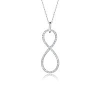 Kette mit Anhänger ELLI PREMIUM "Infinity Weiß 925 Sterling Silber, mit Kristallen von Swarovski", silber, Halsketten, Damen, 70,mit Steinen, Silber 925 (Sterlingsilber), L: 70, Kette mit Anhänger (29