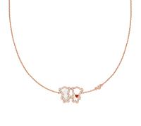 Kette mit Anhänger EMPORIO ARMANI "Schmuck Geschenk Metall Bärchen mit Herz", roségoldfarben, kristallweiß, rot, perlmuttfarben, Halsketten, Damen, Metall Perlen, L: 45 B: 1mm, Metall, Perlen, mit Zir