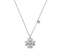 Kette mit Anhänger EMPORIO ARMANI "Schmuck Geschenk Silber 925 Halsschmuck Kleeblatt", silber (silberfarben, kristallweiß), Halsketten, Damen, Silber 925 (Sterlingsilber), L: 45 B: 1mm, mit Zirkonia (