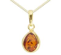 Kette mit Anhänger - Enela - Silber 925/000, vergoldet - Bernstein