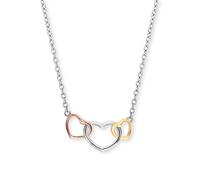 Kette mit Anhänger ENGELSRUFER "3 HERZEN TRICOLOR", rosa (silberfarben, gelbgoldfarben, roségoldfarben), Halsketten, Damen, Silber 925 (Sterlingsilber), L: 44 (44367635-0) silberfarben, gelbgoldfarben