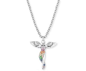 Kette mit Anhänger ENGELSRUFER "Ein Schutzengel für die Ewigkeit", silber (silberfarben, mehrfarbig), Halsketten, Damen, Silber 925 (Sterlingsilber), L: 44 B: 1,25mm, mit Zirkonia (synth.), B:1,25mm (