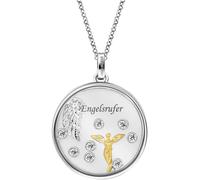 Kette mit Anhänger ENGELSRUFER "Glaslinse Engel", gold (silberfarben, gelbgoldfarben, kristallweiß), Halsketten, Damen, Glas Silber 925 (Sterlingsilber), L: 50 B: 1,42mm, Glas, Silber 925 (Sterlingsil