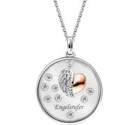 Kette mit Anhänger ENGELSRUFER "Glaslinse Herzflügel", rosa (silberfarben, roségoldfarben, kristallweiß), Halsketten, Damen, Glas Silber 925 (Sterlingsilber), L: 50 B: 1,42mm, Glas, Silber 925 (Sterli