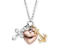 Kette mit Anhänger ENGELSRUFER "GLAUBE LIEBE UND HOFFNUNG TRICOLOR", rosa (silberfarben, roségoldfarben, gelbgoldfarben), Halsketten, Damen, Silber 925 (Sterlingsilber), L: 44 (12581511-0) silberfarbe