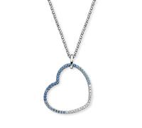 Kette mit Anhänger ENGELSRUFER "Herz Ocean Shade", silber (silberfarben, kristallweiß, aquablau, blau, hellblau), Halsketten, Damen, Silber 925 (Sterlingsilber), L: 50 B: 1,42mm, Made in Germany - mit