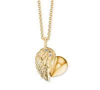 Kette mit Anhänger ENGELSRUFER "Herzflügel", gelbgoldfarben, kristallweiß, Halsketten, Damen, Silber 925 (Sterlingsilber), L: 44 B: 0,5mm, Made in Germany - mit Zirkonia (synth.), B:0,5mm (63371118-0)
