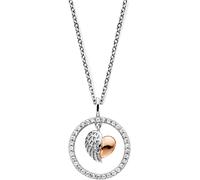 Kette mit Anhänger ENGELSRUFER "Herzflügel", rosa (silberfarben, roségoldfarben, kristallweiß), Halsketten, Damen, Silber 925 (Sterlingsilber), L: 50 B: 1,33mm, Made in Germany - mit Zirkonia (synth.)