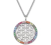 Kette mit Anhänger ENGELSRUFER "Lebensblume", bunt (silberfarben, gelb, orange, blau, rot, grün, lila, rosa), Halsketten, Damen, Silber 925 (Sterlingsilber), L: 50, mit Zirkonia (synth.) (27009408-0)