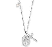 Kette mit Anhänger ENGELSRUFER "MARIA", bunt (silberfarben, weiß), Halsketten, Damen, Perlen Silber 925 (Sterlingsilber), L: 44, Perlen, Silber 925 (Sterlingsilber), mit Muschelkernperle (10477011-0)