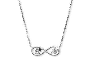 Kette mit Anhänger ENGELSRUFER "Yin Yang Infinity Buddha und Om", schwarz (silberfarben, kristallweiß, schwarz), Halsketten, Damen, Silber 925 (Sterlingsilber), L: 44 B: 1,33mm, Made in Germany - mit