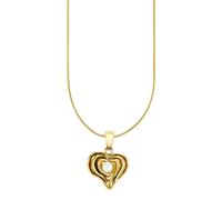 Kette mit Anhänger FIRETTI "Edelstahlkette gelbgoldfarben mit Herzanhänger", gold (gelbgoldfarben, weiß), Halsketten, Damen, Edelstahl Perlen, L: 46 B: 0,9mm, Edelstahl, Perlen, mit Muschelkernperle (