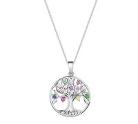 Kette mit Anhänger FIRETTI "Geschenk Silber 925 Halsschmuck Halskette Ankerkette Baum des Lebens", silberfarben, blau, pink, rosa, türkis, lila, gelb, grün, Halsketten, Damen, Silber 925 (Sterlingsilb