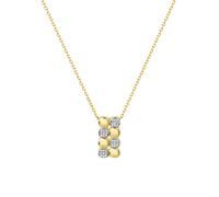 Kette mit Anhänger FIRETTI "Geschenk Silber 925 Halsschmuck Halskette Ankerkette Vierecke bicolor", gelbgoldfarben, silberfarben, kristallweiß, Halsketten, Damen, Silber 925 (Sterlingsilber), L: 45 B: