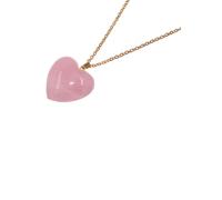 Kette mit Anhänger FIRETTI "Halskette Schmuck Geschenk Herz "LIEBE"", bunt (gelbgoldfarben, rosa), Halsketten, Damen, Edelstahl, L: 55 B: 2mm, Made in Germany - mit Rosenquarz, B:2mm (85377220-0) gelb