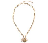 Kette mit Anhänger FIRETTI "Halsschmuck Gliederkette Sonne, Mond, Sterne", gold (gelbgoldfarben, kristallweiß, weiß), Halsketten, Damen, Metall Perlen, L: 64 B: 1mm, Metall, Perlen, mit Glasstein - mi