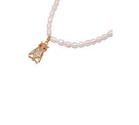 Kette mit Anhänger FIRETTI "Perlenkette Eule Schmuck Geschenk Nuggets", rot (gelbgoldfarben, rot, kristallweiß), Halsketten, Damen, Messing Perlen, L: 48 B: 7mm, Messing, Perlen, Made in Germany - mit