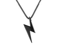 Kette mit Anhänger FIRETTI "Schmuck Geschenk Blitz", schwarz, Halsketten, Herren, Edelstahl, L: 55 B: 3mm, B:3mm (86014419-0) schwarz