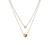Kette mit Anhänger FIRETTI "Schmuck Geschenk Edelstahl Halsschmuck doppelreihig Layering Herz", gelbgoldfarben, kristallweiß, Halsketten, Damen, Edelstahl, L: 47 B: 1mm, mit Zirkonia (synth.), B:1mm (