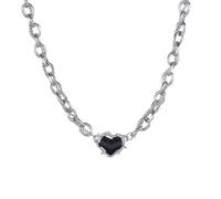 Kette mit Anhänger FIRETTI "Schmuck Geschenk Edelstahl Halsschmuck Halskette Ankerkette Herz", schwarz (edelstahlfarben, schwarz), Halsketten, Damen, Edelstahl, L: 55,5 B: 8,7mm, mit Harzstein (synth.