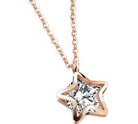 Kette mit Anhänger FIRETTI "Schmuck Geschenk Edelstahl Halsschmuck Halskette Ankerkette Stern", rosa (roségoldfarben, kristallweiß), Halsketten, Damen, Edelstahl, L: 48, mit Zirkonia (synth.) (5983752