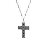 Kette mit Anhänger FIRETTI "Schmuck Geschenk Edelstahl Halsschmuck Halskette Kreuz" Gr. 55, schwarz, Halsketten, Damen, 55, Edelstahl, B: 2,2mm, B:2,2mm (74667704-55) schwarz
