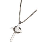 Kette mit Anhänger FIRETTI "Schmuck Geschenk Edelstahl Halsschmuck Halskette Kreuz", silber (silberfarben, grau), Halsketten, Damen, Edelstahl, L: 60 B: 3mm, Made in Germany, B:3mm (73721504-0) silber