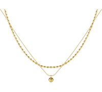 Kette mit Anhänger FIRETTI "Schmuck Geschenk Edelstahl Halsschmuck Halskette Layer doppelreihig", gold (gelbgoldfarben), Halsketten, Damen, Edelstahl, L: 52 (51095520-0) gelbgoldfarben