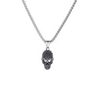 Kette mit Anhänger FIRETTI "Schmuck Geschenk Edelstahl Halsschmuck Halskette Totenkopf Skull", edelstahlfarben, schwarz, Halsketten, Herren, Edelstahl, L: 60, mit Zirkonia (synth.) (15040316-0) edelst